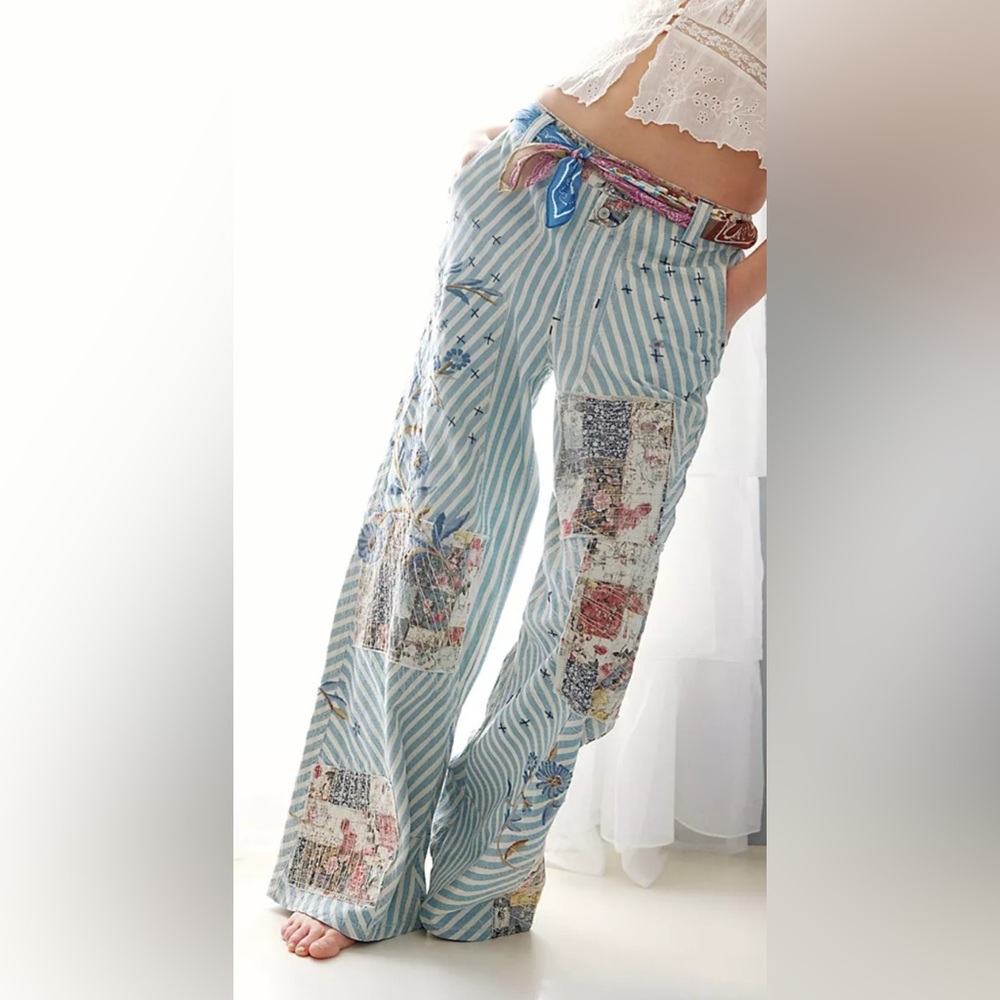 FREE PEOPLE “RUNYON PATCHED PANTS” COLOR: WEST RIDGE *SIZE (6) *NWT $268.00